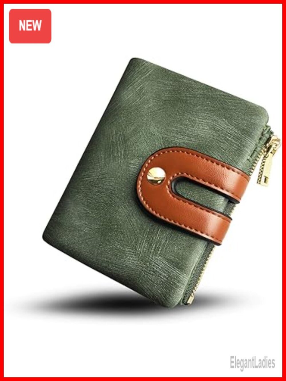 Women's Bifold PU Leather Small Wallet with RFID, Thin & Slim with Zipper Coin